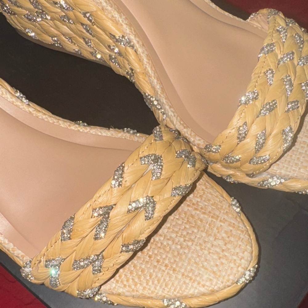 INC International Concepts Tan and Silver Woven Wedges - Picture 5 of 17